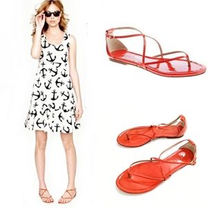 J. Crew Audra Patent Strappy Sandals Tangerine Orange 9.5